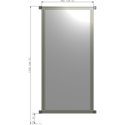 A4-1700-0750-0150-HYPZA SINGLE PANEL-NO LEGS WITH HINGES 1700MM X 750MM  1/4" POLYCARBONATE, ASSEMBLED