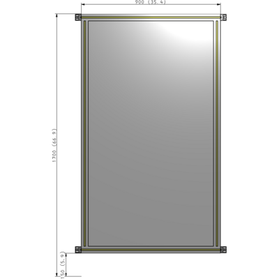 A4-1700-0900-0150-HYPZA SINGLE PANEL-NO LEGS WITH HINGES 1700MM X 900MM  1/4" POLYCARBONATE, FULLY ASSEMBLED