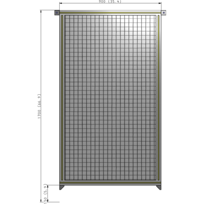 A4-1700-0900-0150-TYMZK SINGLE PANEL-NO LEGS WITH TIE PLATES AND ANGLE 1700MM X 900MM 1" MESH, AS A KIT