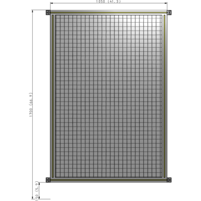 A4-1700-1050-0150-HYMZA SINGLE PANEL-NO LEGS WITH HINGES 1700MM X 1050MM 1" MESH, FULLY ASSEMBLED