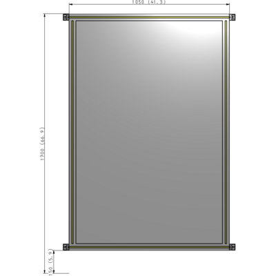 A4-1700-1050-0150-HYPZA SINGLE PANEL-NO LEGS WITH HINGES 1700MM X 1050MM 1/4" POLYCARBONATE, FULLY ASSEMBLED