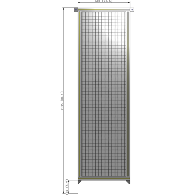 A4-2135-0600-0150-TYMZA SINGLE PANEL-NO LEGS WITH TIE PLATES AND ANGLE 2135MM X 600MM  1" MESH, FULLY ASSEMBLED