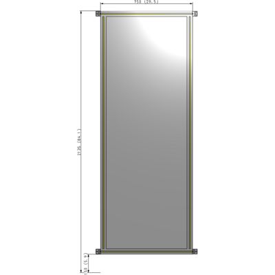 A4-2135-0750-0150-HYPZK SINGLE PANEL-NO LEGS WITH HINGES 2135MM X 750MM  1/4" POLYCARBONATE, AS A KIT