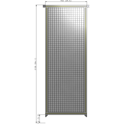 A4-2135-0750-0150-TYMZA SINGLE PANEL-NO LEGS WITH TIE PLATES AND ANGLE 2135MM X 750MM  1" MESH, FULLY ASSEMBLED