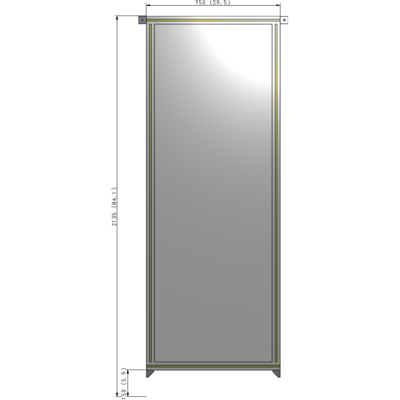 A4-2135-0750-0150-TYPZA SINGLE PANEL-NO LEGS WITH TIE PLATES AND ANGLE 2135MM X 750MM  1/4" POLYCARBONATE, ASSEMBLED