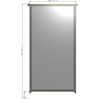 A4-2135-1050-0150-TYPZA SINGLE PANEL-NO LEGS WITH TIE PLATES AND ANGLE 2135MM X 1050MM  1/4" POLYCARBONATE, ASSEMBLED