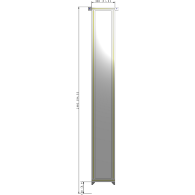 A4-2400-0300-0150-TYPZA SINGLE PANEL-NO LEGS WITH TIE PLATES AND ANGLE 2400MM X 300MM  1/4" POLYCARBONATE, ASSEMBLED