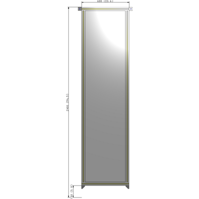 A4-2400-0600-0150-TYPZA SINGLE PANEL-NO LEGS WITH TIE PLATES AND ANGLE 2400MM X 600MM  1/4" POLYCARBONATE, ASSEMBLED