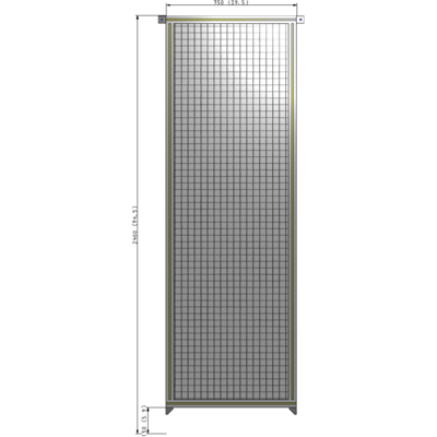 A4-2400-0750-0150-TYMZA SINGLE PANEL-NO LEGS WITH TIE PLATES AND ANGLE 2400MM X 750MM  1" MESH, FULLY ASSEMBLED