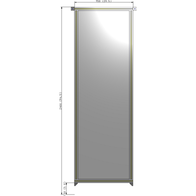 A4-2400-0750-0150-TYPZA SINGLE PANEL-NO LEGS WITH TIE PLATES AND ANGLE 2400MM X 750MM  1/4" POLYCARBONATE, ASSEMBLED