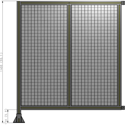 B1-1400-1200-0150-HYMFA DOUBLE PANEL-LEG ON LEFT, HINGE ON RIGHT 1400MM X 1200MM  1" MESH, FULLY ASSEMBLED
