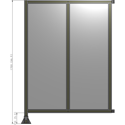 B1-1700-1200-0150-HYPFA DOUBLE PANEL-LEG ON LEFT, HINGE ON RIGHT 1700MM X 1200MM  1/4" POLYCARBONATE, AS A KIT