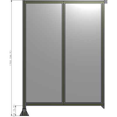 B1-1700-1200-0150-TYPFA DOUBLE PANEL-LEG ON LEFT, TIE PLATE AND ANGLE ON RIGHT 1700MM X 1200MM  1/4" POLYCARBONATE, AS A KIT