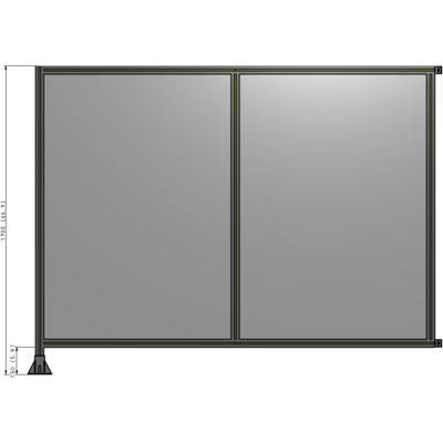 B1-1700-2200-0150-HYPFA DOUBLE PANEL-LEG ON LEFT, HINGE ON RIGHT 1700MM X 2200MM  1/4" POLYCARB, ASSEMBLED