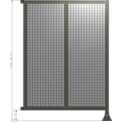 B2-1700-1200-0150-HYMFK DOUBLE PANEL-LEG ON RIGHT, HINGE ON LEFT 1700MM X 1200MM  1" MESH, FULLY ASSEMBLED