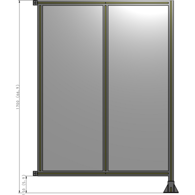 B2-1700-1200-0150-HYPFK DOUBLE PANEL-LEG ON RIGHT, HINGE ON LEFT 1700MM X 1200MM  1/4" POLYCARB, ASSEMBLED