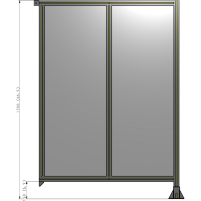 B2-1700-1200-0150-TYPFK DOUBLE PANEL-LEG ON RIGHT, TIE PLATE AND ANGLE ON LEFT 1700MM X 1200MM 1/4" POLYCARB, ASSEMBLED