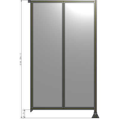 B2-2135-1200-0150-TYPFK DOUBLE PANEL-LEG ON RIGHT, TIE PLATE AND ANGLE ON LEFT 2135MM X 1200MM 1/4" POLYCARB, ASSEMBLED
