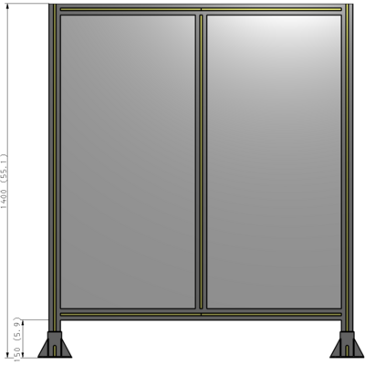 B3-1400-1200-0150-ZYPFK DOUBLE PANEL-LEG ON EACH SIDE 1400MM X 1200MM 1/4" POLYCARBONATE, AS A KIT