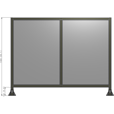 B3-1400-1800-0150-ZYPFA DOUBLE PANEL-LEG ON EACH SIDE 1400MM X 1800MM 1/4" POLYCARBONATE, FULLY ASSEMBLED
