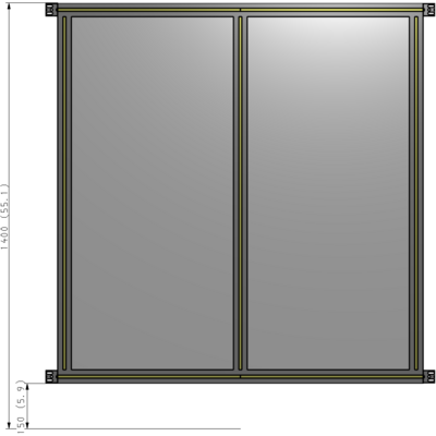 B4-1400-1200-0150-HYPZK DOUBLE PANEL-NO LEGS, HINGE CONNECTORS 1400MM X 1200MM 1/4" POLYCARBONATE, ASSEMBLED