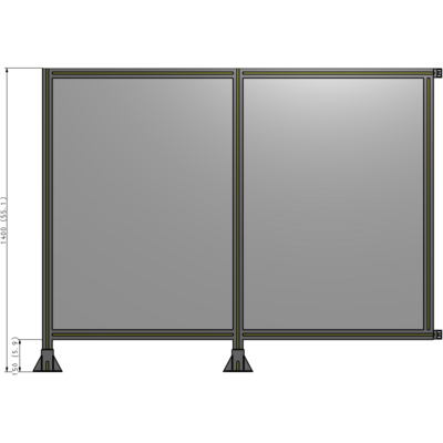 B5-1400-1800-0150-HYPFK DOUBLE PANEL-LEGS ON LEFT AND CENTER WITH HINGES 1400MM X 1800MM  1/4" POLYCARBONATE, ASSEMBLED