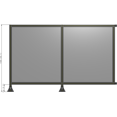 B5-1400-2200-0150-HYPFA DOUBLE PANEL-LEGS ON LEFT AND CENTER WITH HINGES 1400MM X 2200MM 1/4" POLYCARBONATE, ASSEMBLED