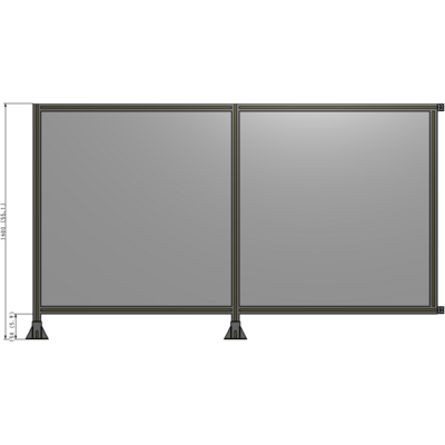 B5-1400-2400-0150-HYPFA DOUBLE PANEL-LEGS ON LEFT AND CENTER WITH HINGES 1400MM X 2400MM 1/4" POLYCARBONATE, ASSEMBLED