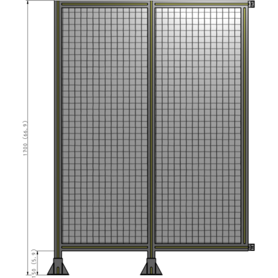 B5-1700-1200-0150-HYMFK DOUBLE PANEL-LEGS ON LEFT AND CENTER WITH HINGES 1700MM X 1200MM 1" MESH, AS A KIT