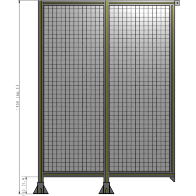 B5-1700-1200-0150-TYMFA DOUBLE PANEL-LEGS ON LEFT AND CENTER, TIE PLATE ON RIGHT 1700MM X 1200MM 1" MESH, FULLY ASSEMBLED