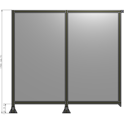 B5-1700-1800-0150-TYPFA DOUBLE PANEL-LEGS ON LEFT AND CENTER, TIE PLATE ON RIGHT 1700MM X 1800MM 1/4" POLYCARB, ASSEMBLED