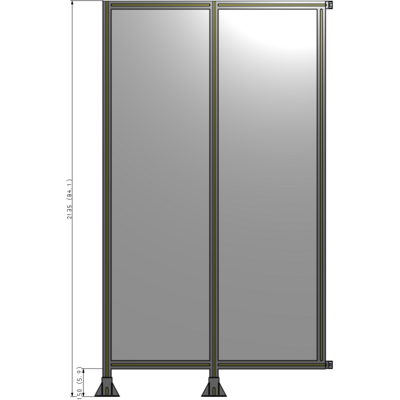B5-2135-1200-0150-HYPFA DOUBLE PANEL-LEGS ON LEFT AND CENTER WITH HINGES 2135MM X 1200MM  1/4" POLYCARBONATE, ASSEMBLED