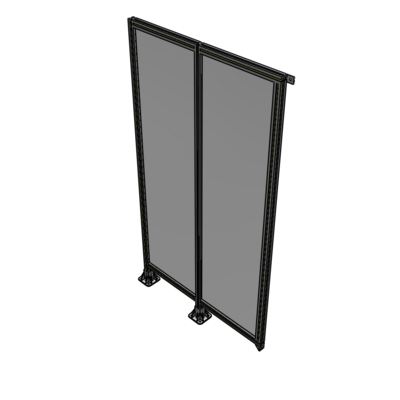 B5-2135-1200-0150-TYPFA DOUBLE PANEL-LEGS ON LEFT AND CENTER, TIE PLATE ON RIGHT 2135MM X 1200MM 1/4" POLYCARB, ASSEMBLED