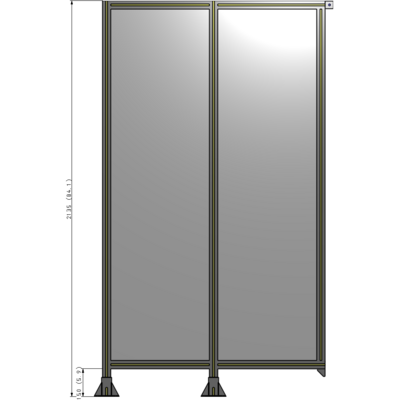 B5-2135-1200-0150-TYPFA DOUBLE PANEL-LEGS ON LEFT AND CENTER, TIE PLATE ON RIGHT 2135MM X 1200MM 1/4" POLYCARB, ASSEMBLED