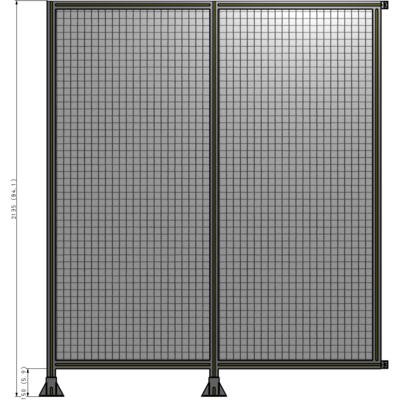 B5-2135-1800-0150-HYMFA DOUBLE PANEL-LEGS ON LEFT AND CENTER WITH HINGES 2135MM X 1800MM 1" MESH, FULLY ASSEMBLED