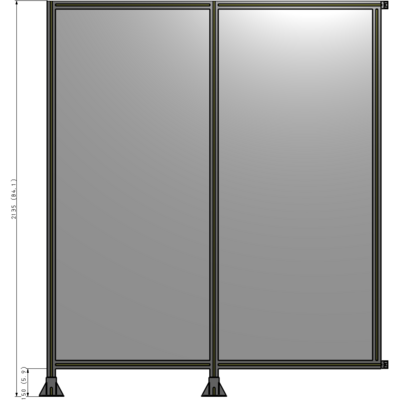 B5-2135-1800-0150-HYPFA DOUBLE PANEL-LEGS ON LEFT AND CENTER WITH HINGES 2135MM X 1800MM 1/4" POLYCARBONATE, ASSEMBLED