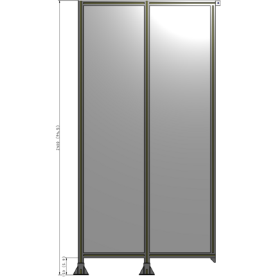 B5-2400-1200-0150-TYPFA DOUBLE PANEL-LEGS ON LEFT AND CENTER, TIE PLATE ON RIGHT 2400MM X 1200MM  1/4" POLYCARB, ASSEMBLED