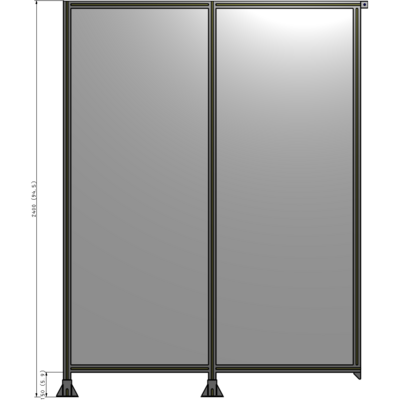 B5-2400-1800-0150-TYPFA DOUBLE PANEL-LEGS ON LEFT AND CENTER, TIE PLATE ON RIGHT 2400MM X 1800MM  1/4" POLYCARB, ASSEMBLED
