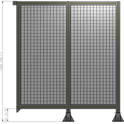 B6-1400-1200-0150-TYMFK DOUBLE PANEL-LEGS ON RIGHT AND CENTER, TIE PLATE ON LEFT 1400MM X 1200MM  1" MESH, FULLY ASSEMBLED