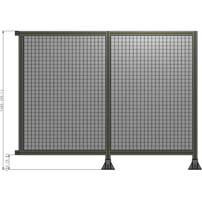 B6-1400-1800-0150-HYMFK DOUBLE PANEL-LEGS ON RIGHT AND CENTER WITH HINGES 1400MM X 1800MM  1" MESH, FULLY ASSEMBLED