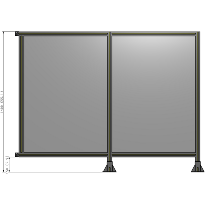 B6-1400-1800-0150-HYPFA DOUBLE PANEL-LEGS ON RIGHT AND CENTER WITH HINGES 1400MM X 1800MM  1/4" POLYCARBONATE, AS A KIT