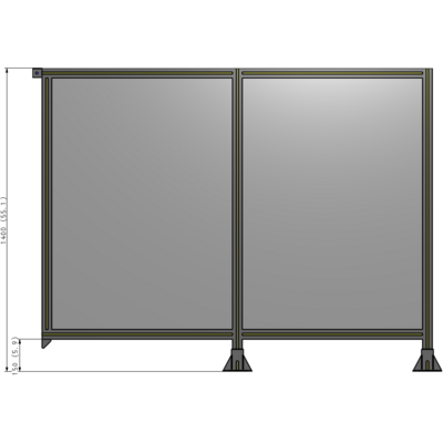 B6-1400-1800-0150-TYPFK DOUBLE PANEL-LEGS ON RIGHT AND CENTER, TIE PLATE ON LEFT 1400MM X 1800MM  1/4" POLYCARBONATE, AS KIT
