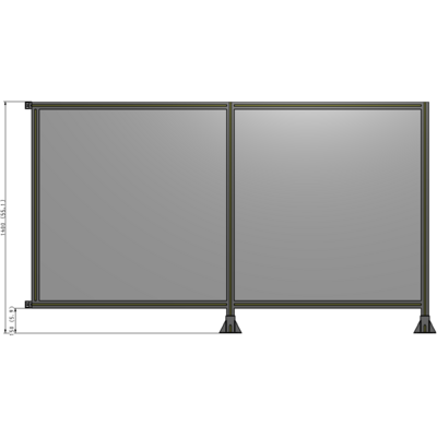 B6-1400-2400-0150-HYPFA DOUBLE PANEL-LEGS ON RIGHT AND CENTER WITH HINGES 1400MM X 2400MM  1/4" POLYCARBONATE, ASSEMBLED