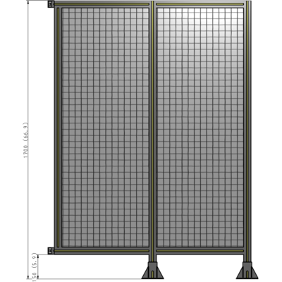 B6-1700-1200-0150-HYMFK DOUBLE PANEL-LEGS ON RIGHT AND CENTER WITH HINGES 1700MM X 1200MM 1" MESH, AS A KIT