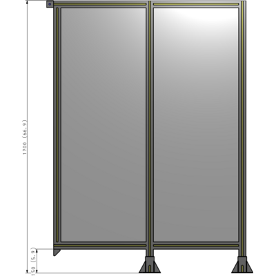 B6-1700-1200-0150-TYPFA DOUBLE PANEL-LEGS ON RIGHT AND CENTER, TIE PLATE ON LEFT 1700MM X 1200MM 1/4" POLYCARB, ASSEMBLED