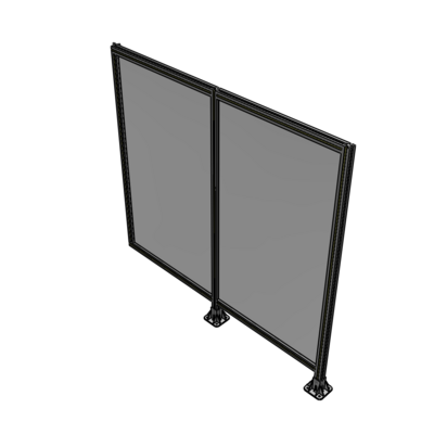B6-1700-1800-0150-HYPFA DOUBLE PANEL-LEGS ON RIGHT AND CENTER WITH HINGES 1700MM X 1800MM  1/4" POLYCARBONATE, ASSEMBLED