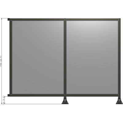 B6-1700-2200-0150-HYPFK DOUBLE PANEL-LEGS ON RIGHT AND CENTER WITH HINGES 1700MM X 2200MM 1/4" POLYCARBONATE, AS A KIT