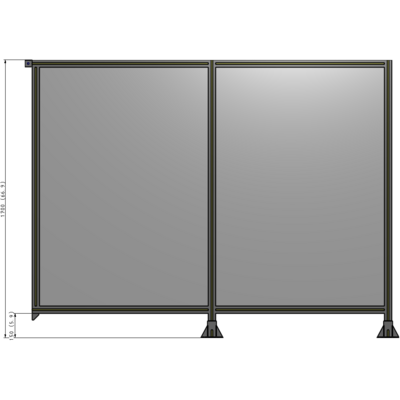 B6-1700-2200-0150-TYPFA DOUBLE PANEL-LEGS ON RIGHT AND CENTER, TIE PLATE ON LEFT 1700MM X 2200MM 1/4" POLYCARB, ASSEMBLED