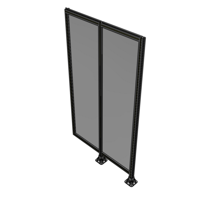 B6-2135-1200-0150-HYPFA DOUBLE PANEL-LEGS ON RIGHT AND CENTER WITH HINGES 2135MM X 1200MM  1/4" POLYCARBONATE, ASSEMBLED