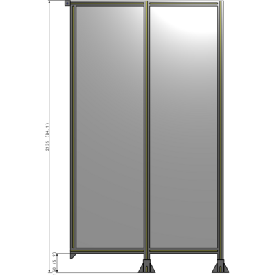 B6-2135-1200-0150-TYPFA DOUBLE PANEL-LEGS ON RIGHT AND CENTER, TIE PLATE ON LEFT 2135MM X 1200MM  1/4" POLYCARB, ASSEMBLED